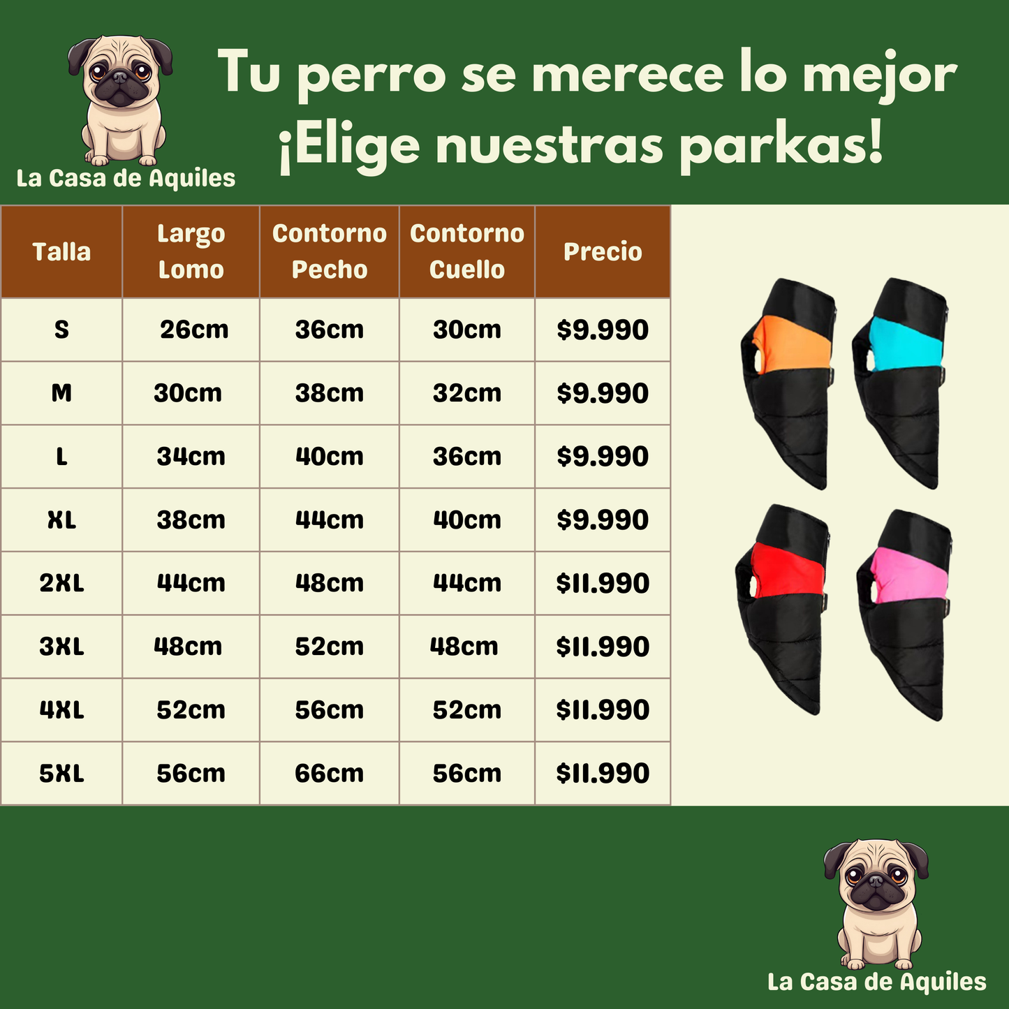 Parka Impermeable Negra para Perros