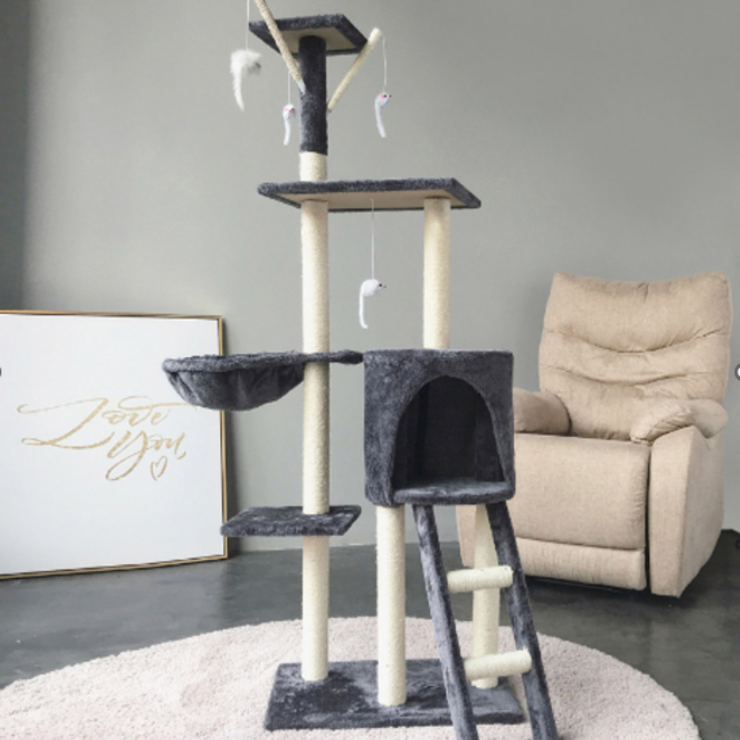 Torre Árbol Con Casa Rascador Juguete De Gatos